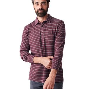 Faherty Maroon Striped Polo Shirt